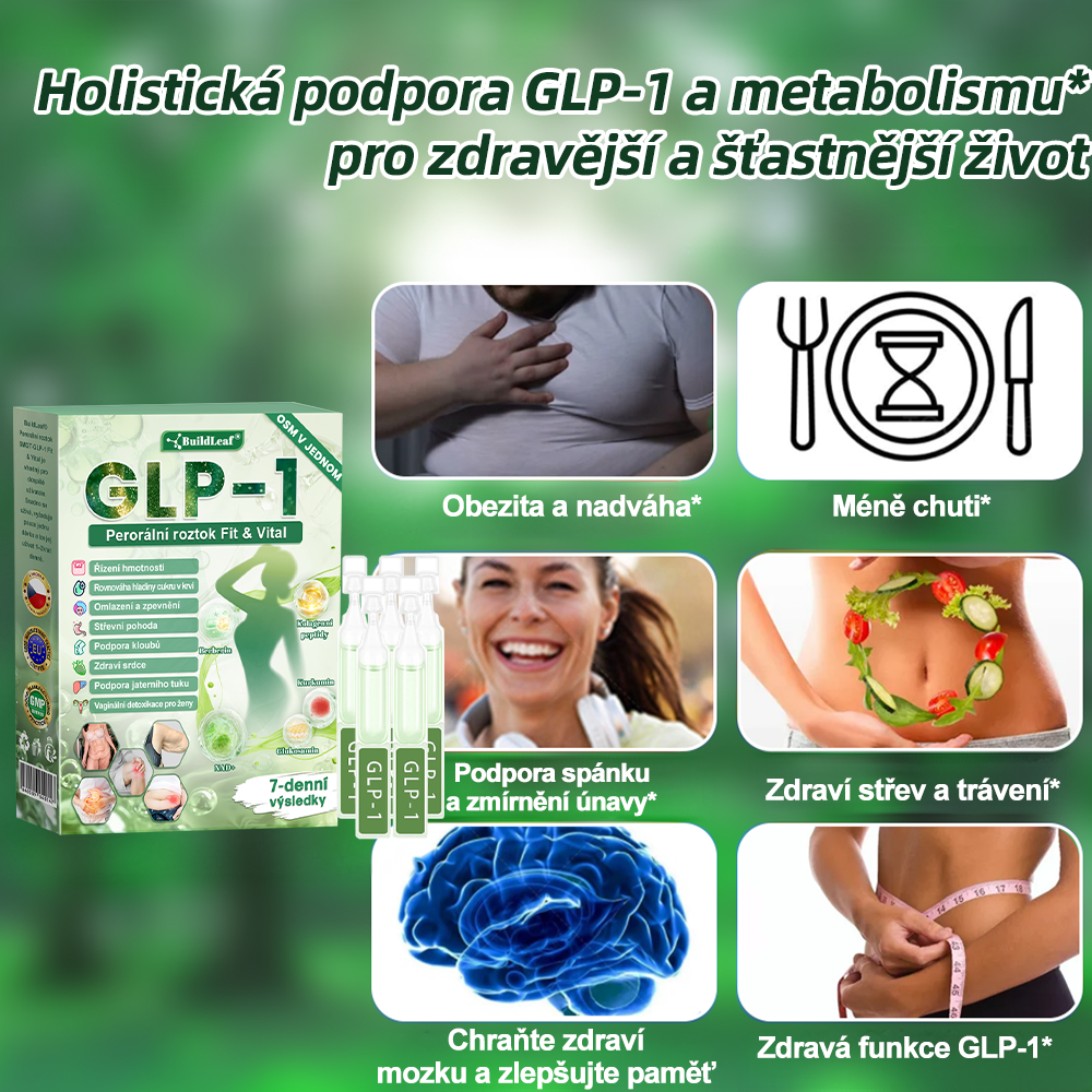 🍃Oficiální obchod ČR | BuildLeaf® GLP-1 8-v-1 Fit & Vital Řešení (Jednou denně, viditelné změny za 7 dní) ✅ Obezita, kardiovaskulární zdraví, cukrovka, spánková apnoe, zdraví střev, problémy se klouby a další.