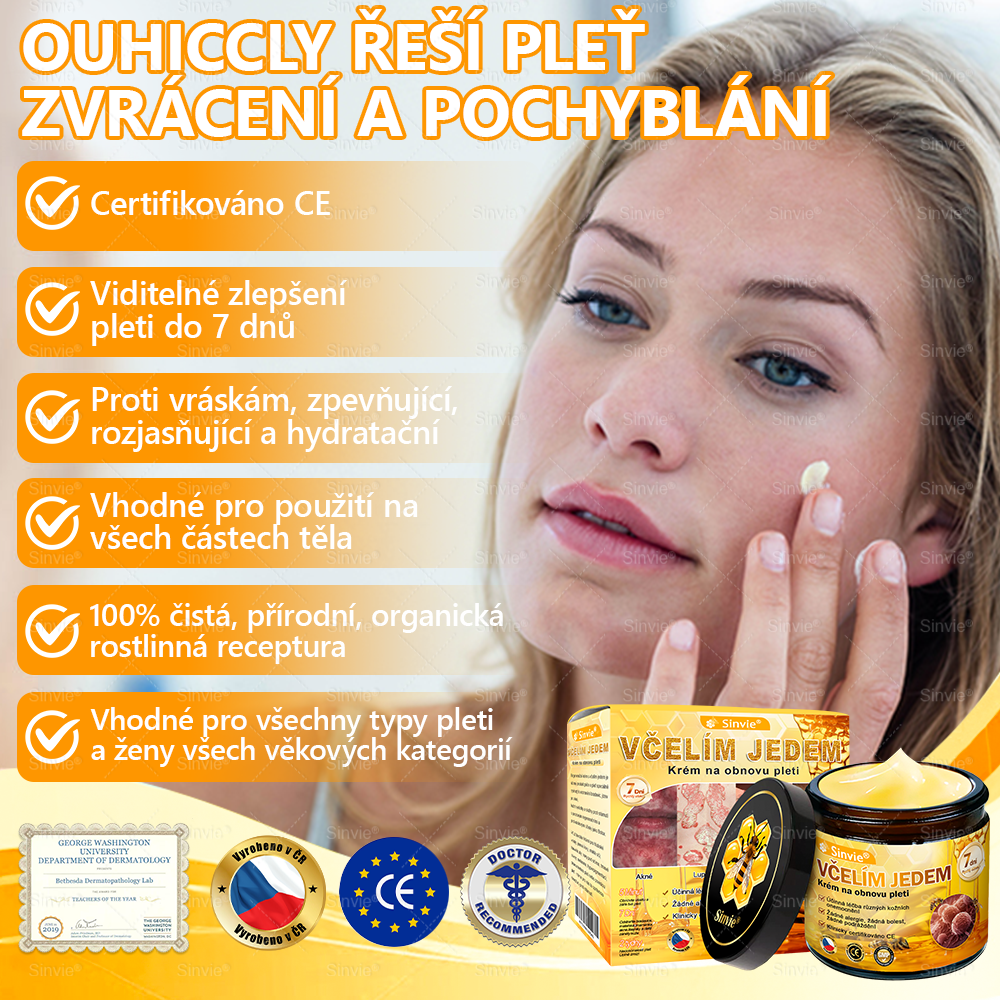 🐝 Sinvie® Krém na obnovu pleti s včelím jedem(👨⚕CE schváleno)👍✅