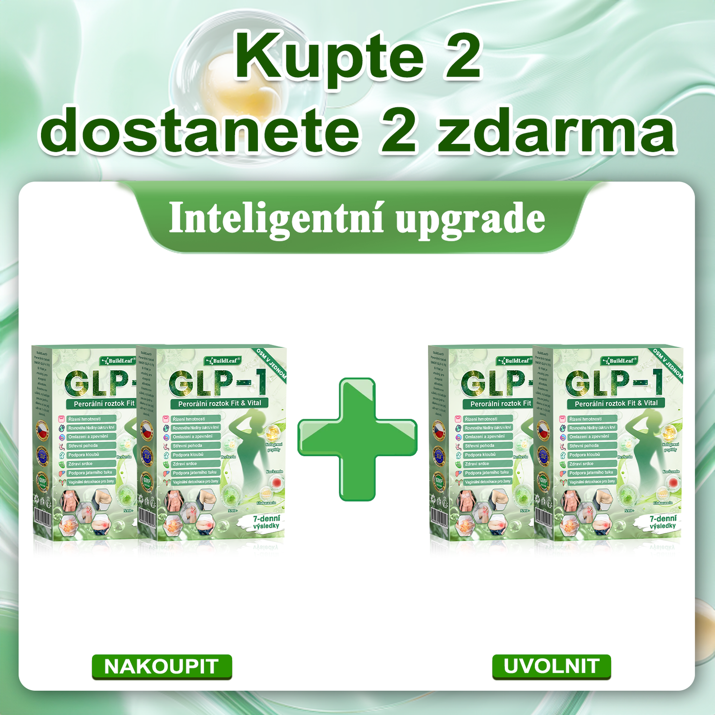 🍃Oficiální obchod ČR | BuildLeaf® GLP-1 8-v-1 Fit & Vital Řešení (Jednou denně, viditelné změny za 7 dní) ✅ Obezita, kardiovaskulární zdraví, cukrovka, spánková apnoe, zdraví střev, problémy se klouby a další.