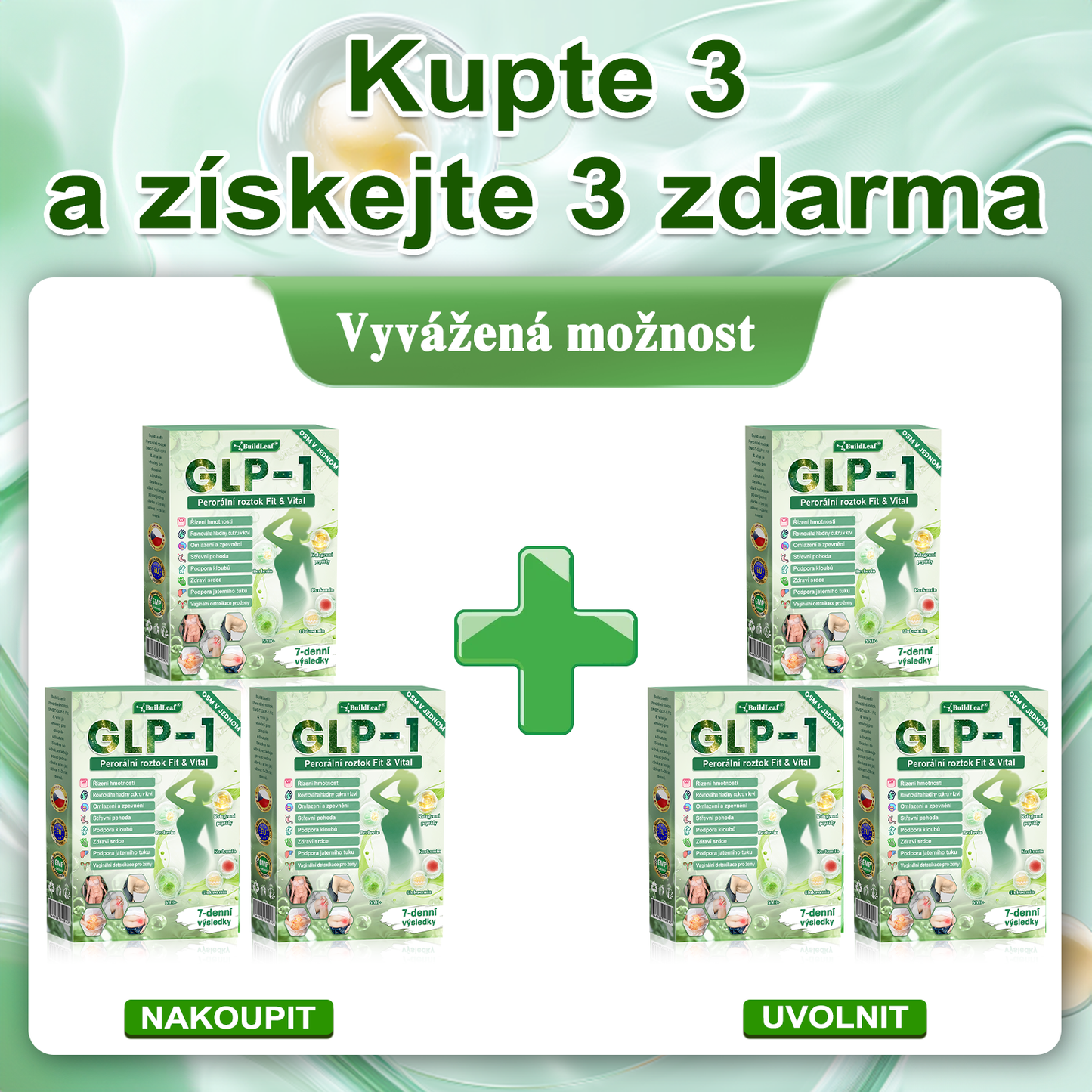 🍃Oficiální obchod ČR | BuildLeaf® GLP-1 8-v-1 Fit & Vital Řešení (Jednou denně, viditelné změny za 7 dní) ✅ Obezita, kardiovaskulární zdraví, cukrovka, spánková apnoe, zdraví střev, problémy se klouby a další.